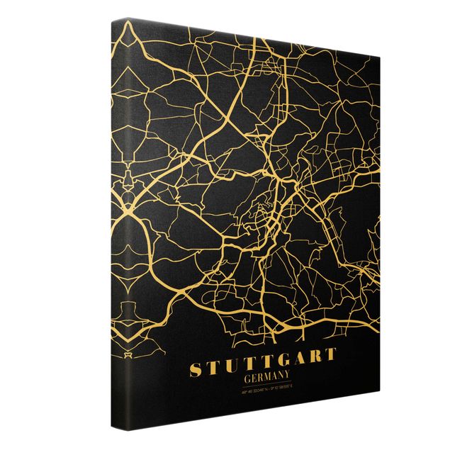 Canvas print gold - Stuttgart City Map - Classic Black