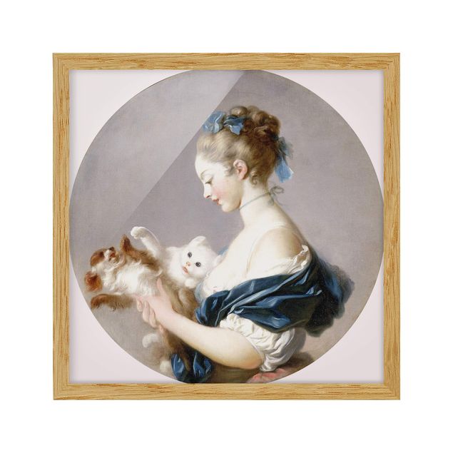 Framed poster - Jean Honoré Fragonard - Girl playing with a Dog and a Cat