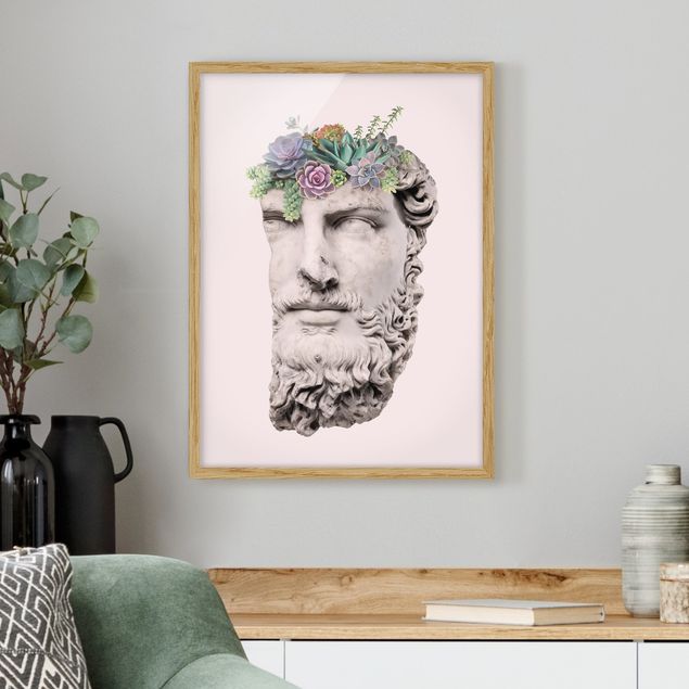 Framed poster - Head With Succulents