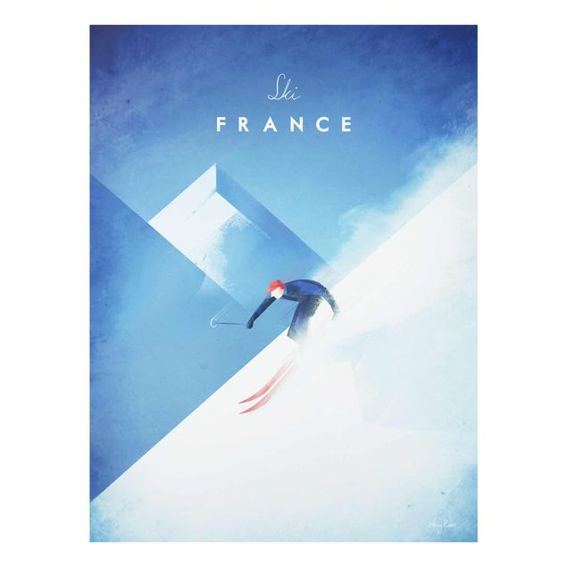 Glass print - Travel Poster - Ski In France