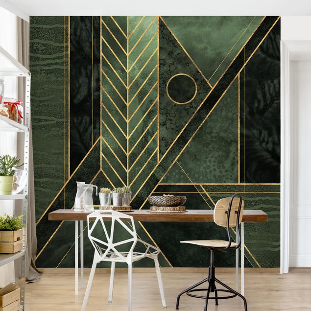 Wallpapers Geometric Shapes Emerald Gold