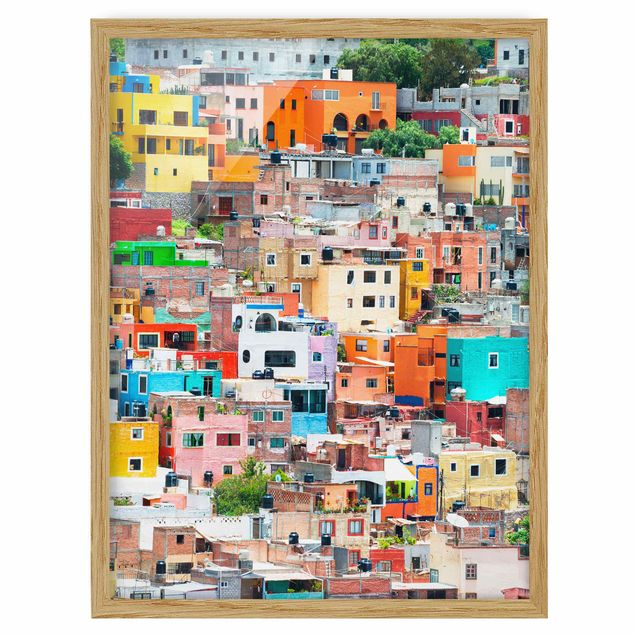 Framed poster - Coloured Houses Front Guanajuato