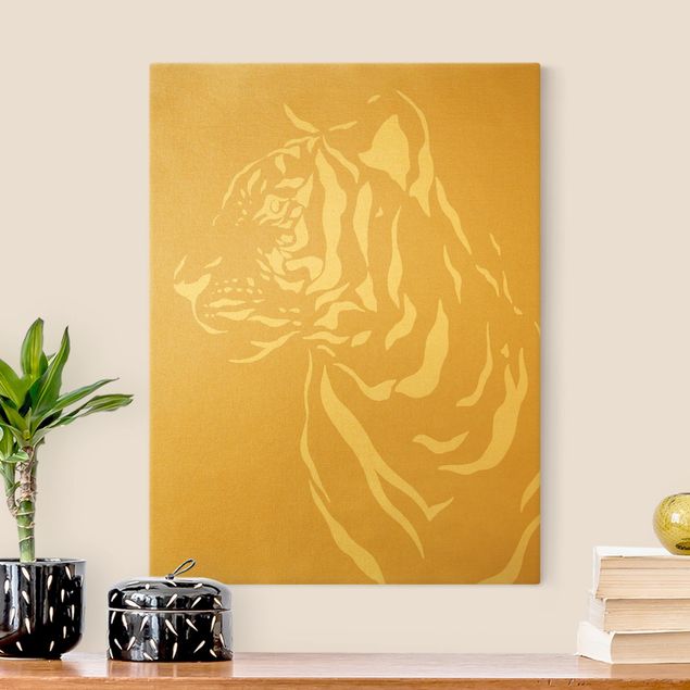 Canvas print gold - Safari Animals - Portrait Tiger Beige