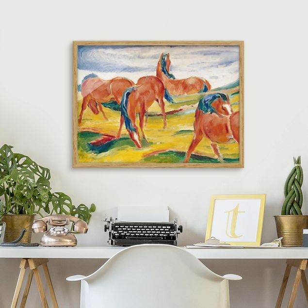 Framed poster - Franz Marc - Grazing Horses