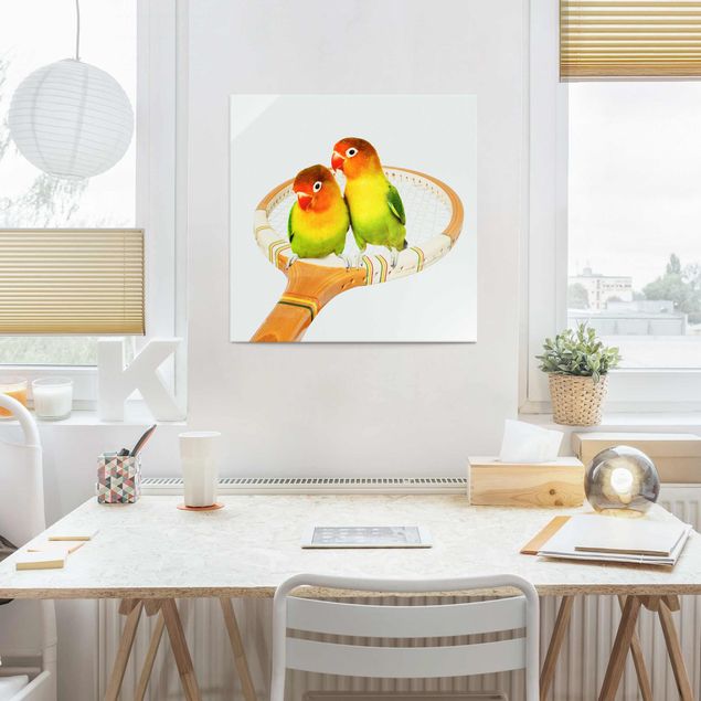 Glass print - Tennis With Birds