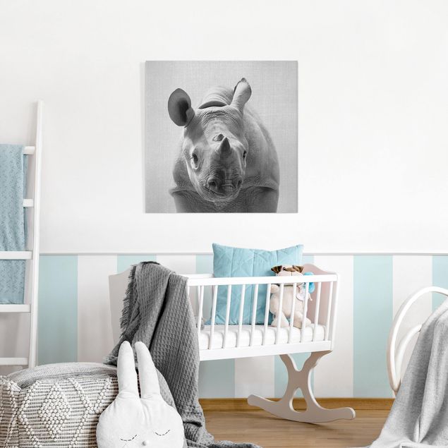 Canvas print - Baby Rhinoceros Nina Black And White - Square 1:1