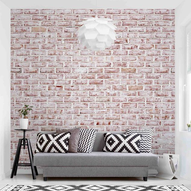 Wallpapers Brick Wall Shabby Painted White