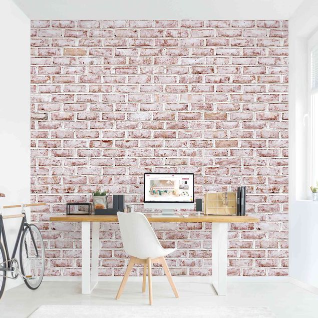 Wallpaper - Brick Wall Shabby Painted White