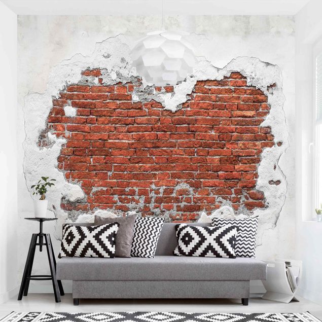 Wallpaper - Brick Wall Shabby Plaster