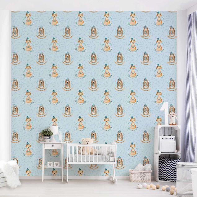 Wallpaper - Bears And Foxes In Front Of Blue