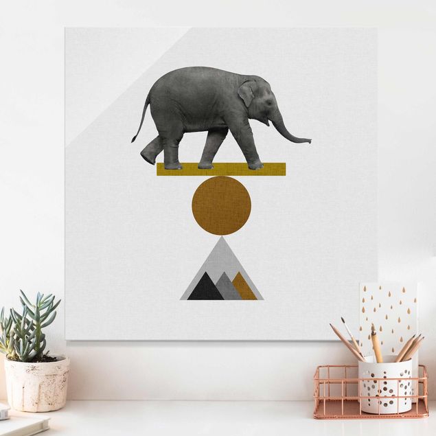 Glas Magnetboard Art Of Balance Elephant