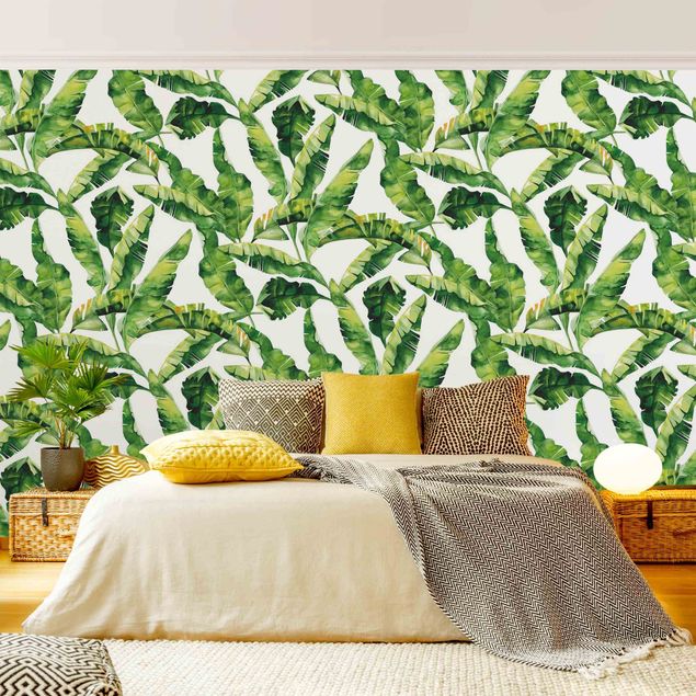 Wallpapers Banana Leaf Watercolour Pattern
