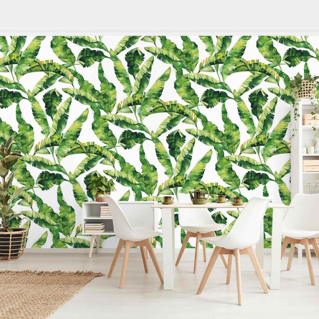 Walpaper - Banana Leaf Watercolour Pattern