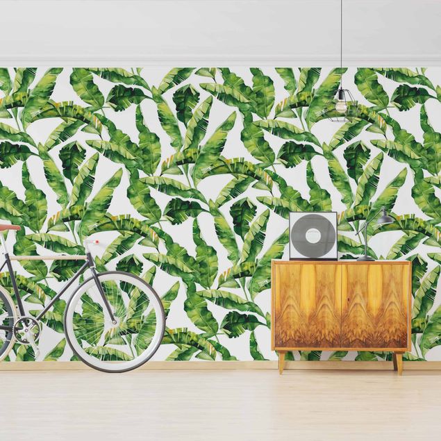 Walpaper - Banana Leaf Watercolour Pattern