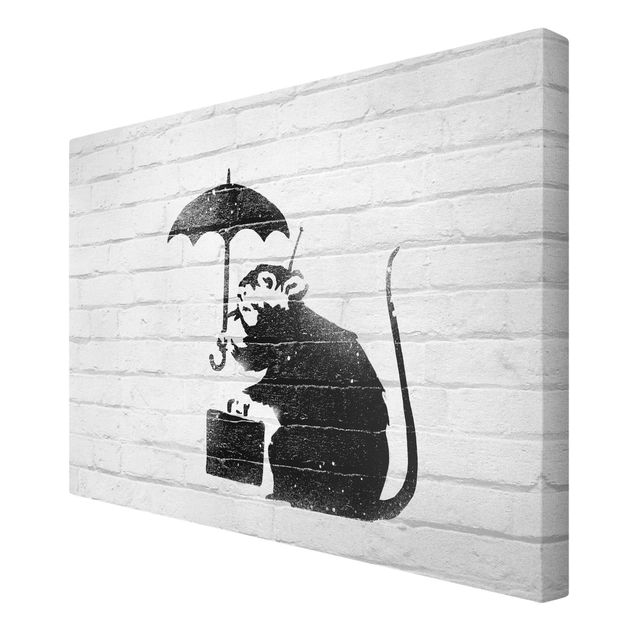 Canvas print - Banksy - Rat With Umbrella
