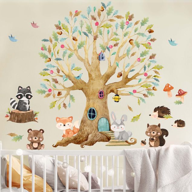 Wall stickers trees Tree forest animals autumn
