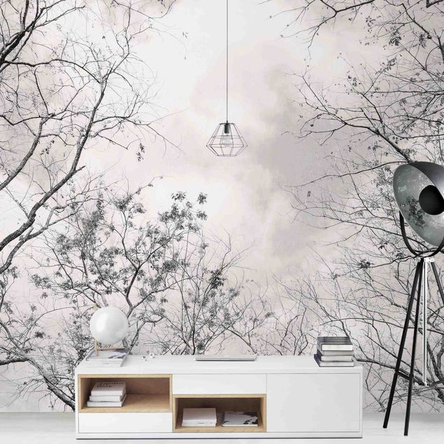 Wallpaper - Treetops In The Sky In Warm Grey