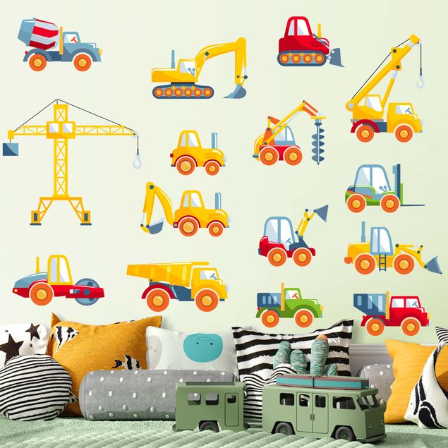 Wall decal Plan site vehicles set