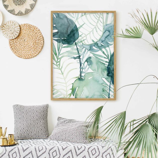 Framed poster - Palm Fronds In Water Color II