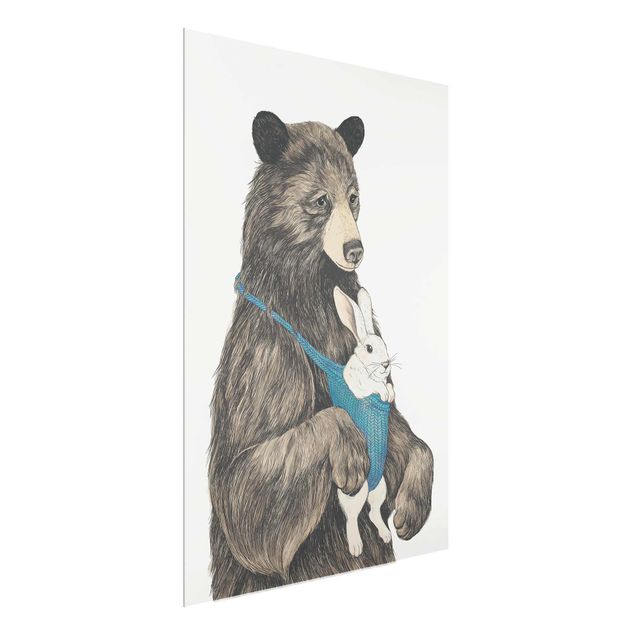 Glass print - Illustration Bear And Bunny Baby