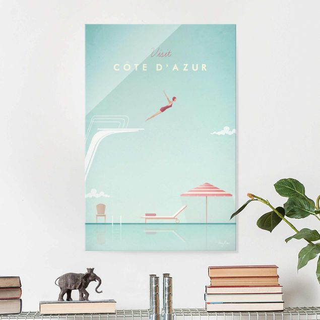 Glas Magnettafel Travel Poster - Côte D'Azur