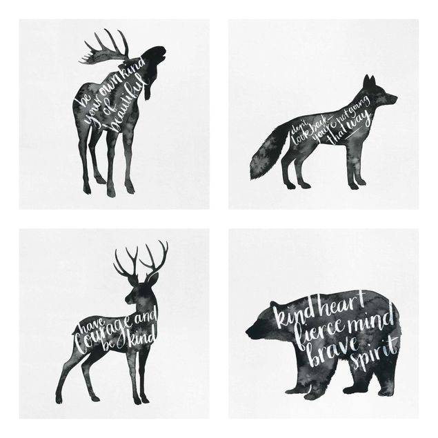 Print on canvas - Animals With Wisdom Set I