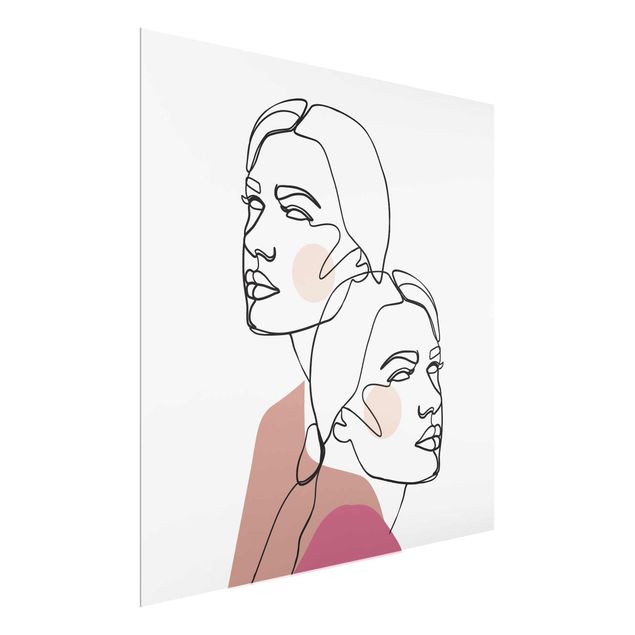 Glass print - Line Art Women Portrait Cheeks Pink