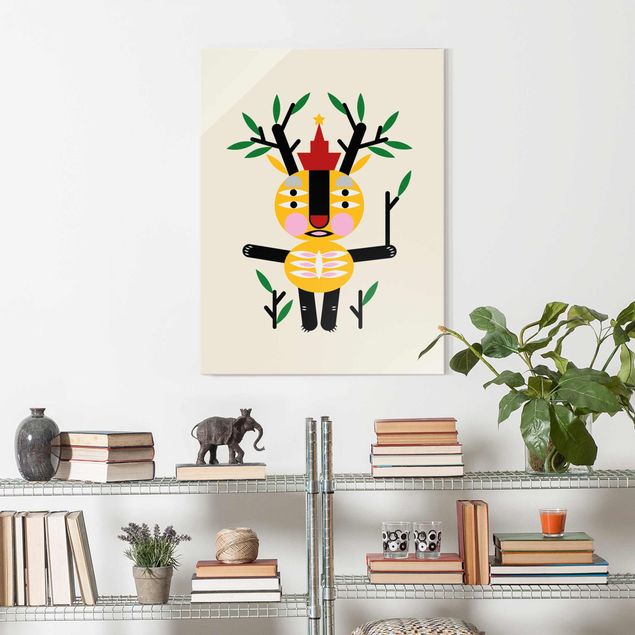 Glass print - Collage Ethno Monster - Deer