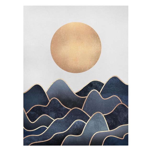Canvas print - Golden Sun Blue Waves