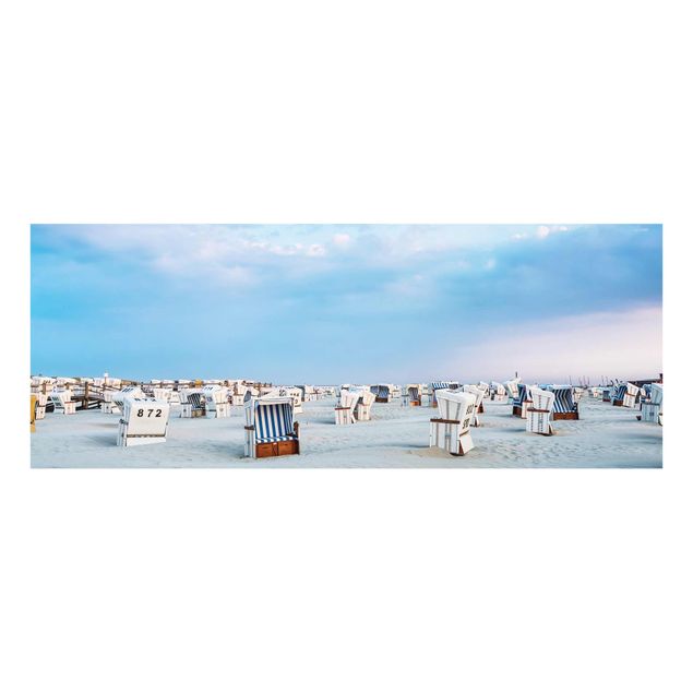 Glass print - Beach Chairs On The North Sea Beach