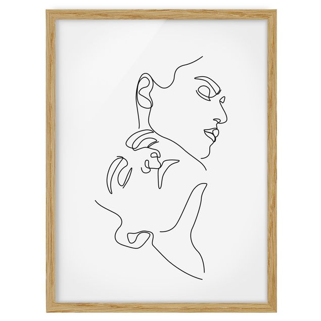 Framed poster - Line Art Women Faces White