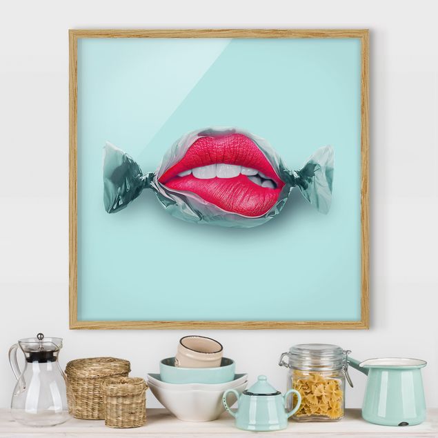 Framed poster - Candy With Lips