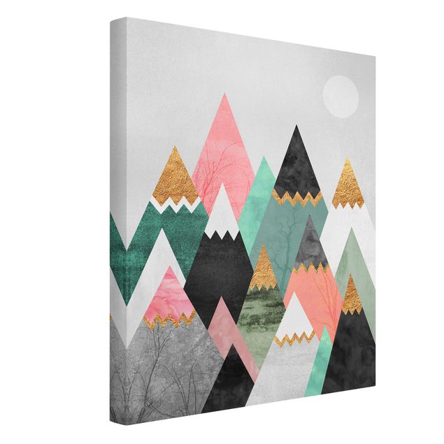 Canvas print - Triangular Mountains With Gold Tips