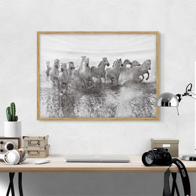 Framed poster - White Horses In The Ocean