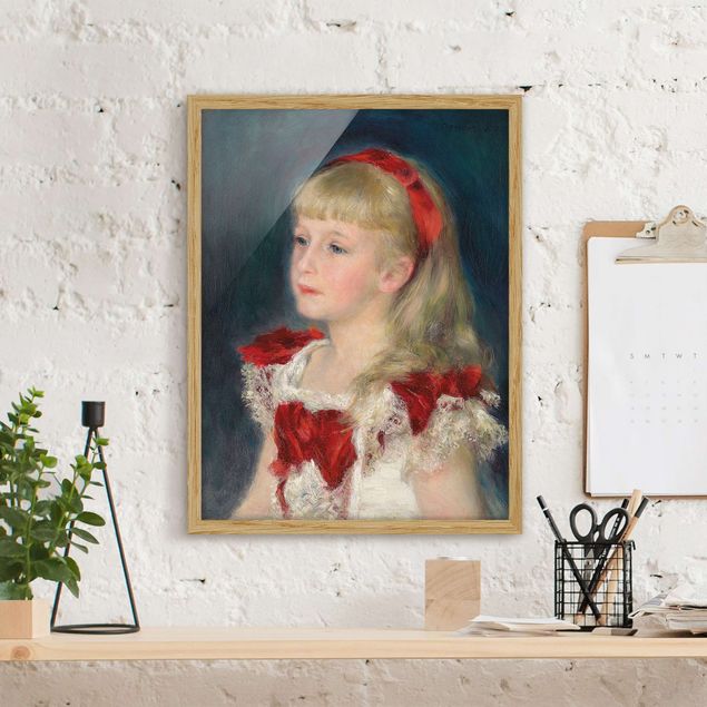 Framed poster - Auguste Renoir - Mademoiselle Grimprel with red Ribbon