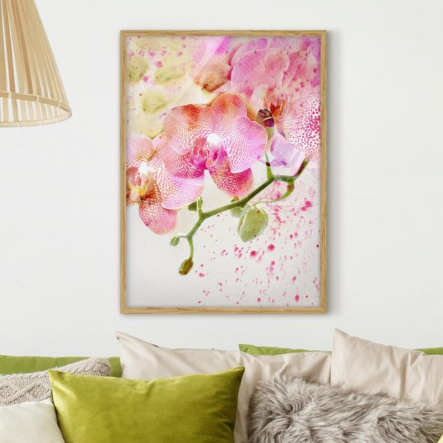 Framed poster - Watercolour Flowers Orchids