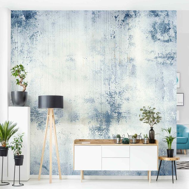 Wallpapers Concrete Wall Shabby Plaster Blue