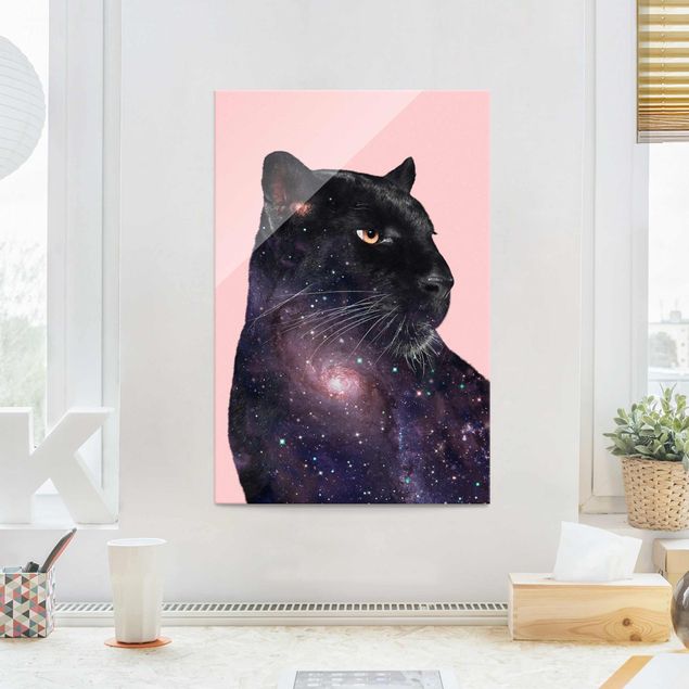 Glas Magnettafel Panther With Galaxy