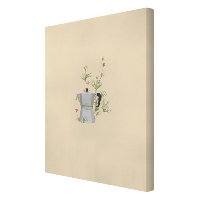 Print on canvas - Bialetti with flowers - Portrait format 2:3