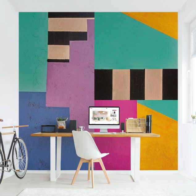 Wallpaper - Big Bold Color Block Concrete
