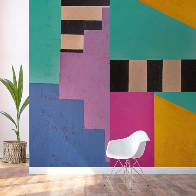 Wallpaper - Big Bold Color Block Concrete