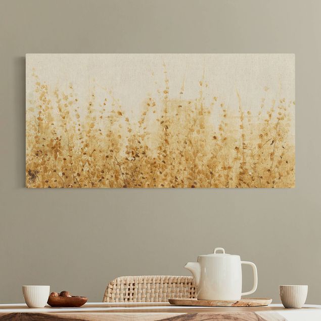Natural canvas print - Field With Leaves In Summer - Landscape format 2:1
