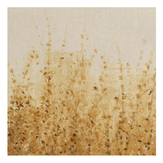 Natural canvas print - Field With Leaves In Summer - Square 1:1