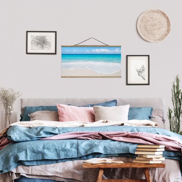 Fabric print with poster hangers - Blue Wave - Landscape format 2:1