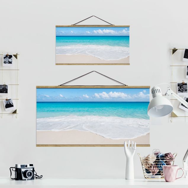 Fabric print with poster hangers - Blue Wave - Landscape format 2:1
