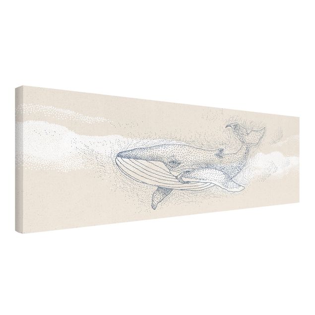 Natural canvas print - Blue Whale Dotted - Panorama 3:1