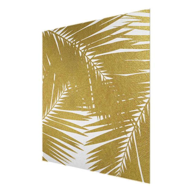 Glass print - View Through Golden Palm Leaves