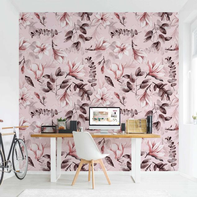 Wallpapers Blossoms With Gray Leaves In Front Of Pink