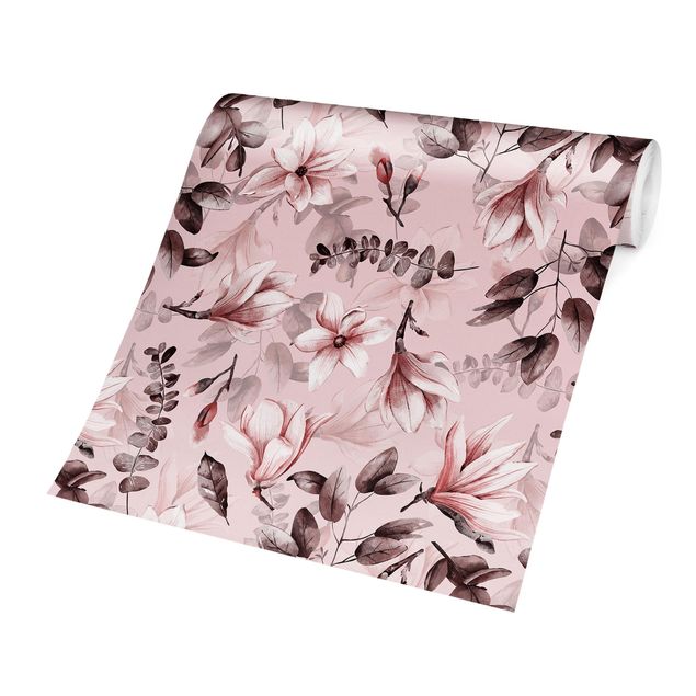Wallpaper - Blossoms With Gray Leaves In Front Of Pink
