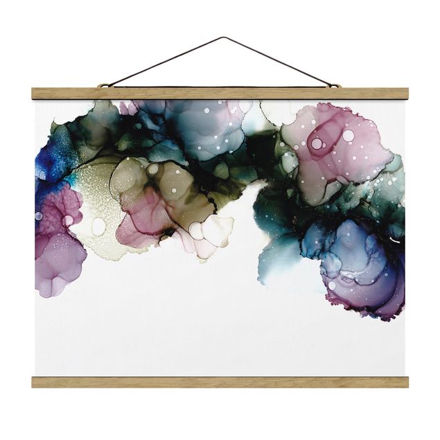 Fabric print with poster hangers - Floral Arches With Gold - Landscape format 4:3